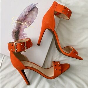 Jessica Simpson bright orange studded heel sandals